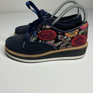 DRAKARТ Embroidered Tassel Suede Platform Loafers size 35 EU/ 3,5 US
